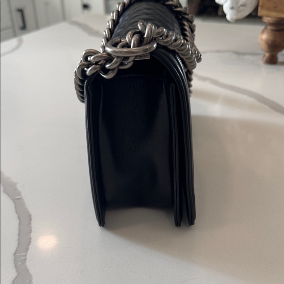 Black Boy Style Crossbody Bag With Silver Hardware Genuine Leather Lambskin - Picture 4 of 10